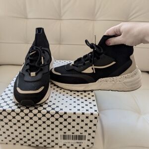 Zara sock sneakers black and beige